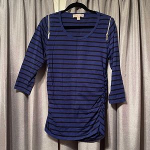 Black & Blue Stripe MK Long Sleeve w/Zipper Detail
